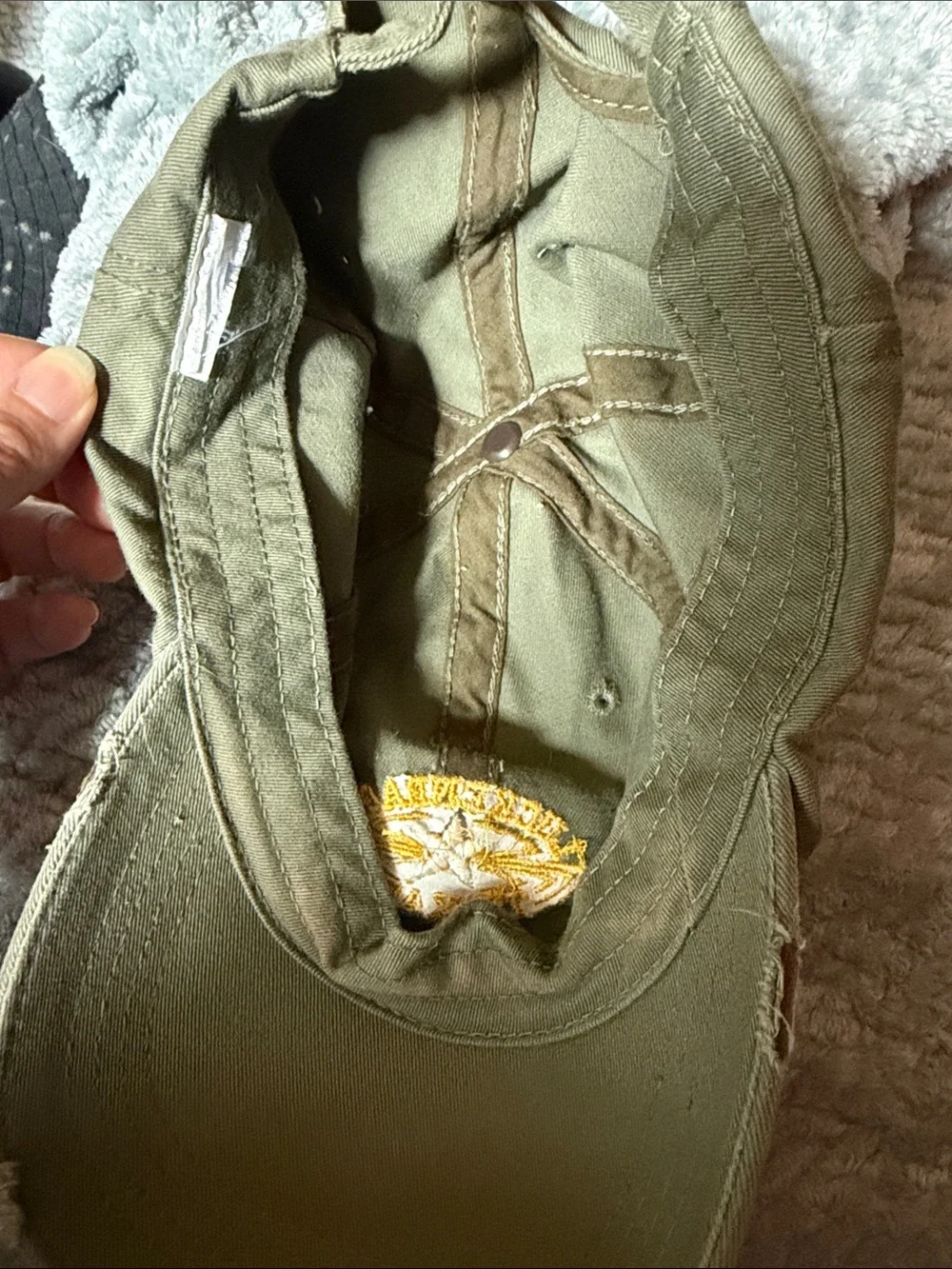 Lukenbach Texas Olive Green Baseball Cap with Yellow Embroidery small